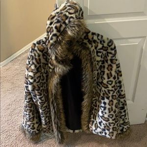 Leopard fake furr jacket